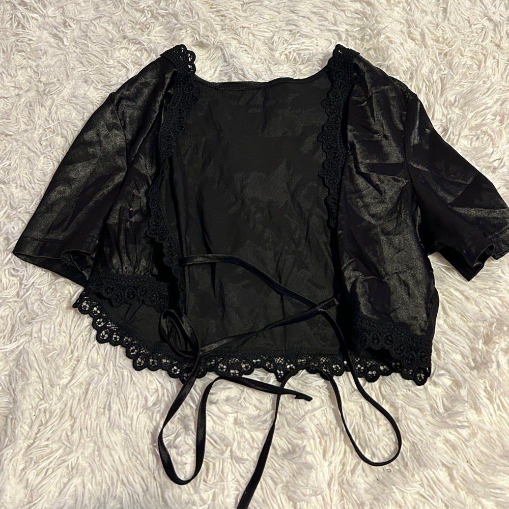 Black silky tie top